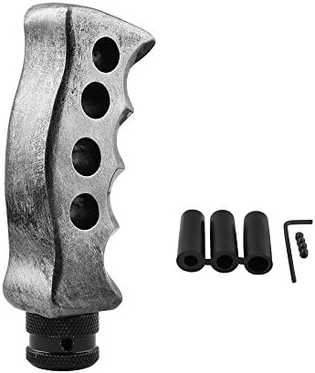 Hottong Manual Shift Knob Gear Head Gun Grip Knife Handle Shifter Lever with 3 Adapter 8mm 10mm 12mm,Silver