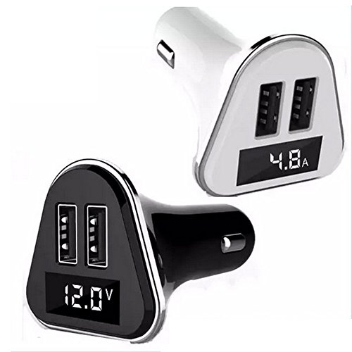 haodou Caricabatteria da auto Dual Port adattatore per auto 4.8Â a ricarica veloce caricatore con tensione di alimentazione LED Display Schermo per iPhone, iPad, Samsung Galaxy, HTC, Nexus, LG, Sony, Tablet e altri dispositivi elettronici Nero