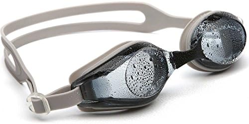 VIENNAGE kids and Adult Swim Goggles,Classic Anti-Glare Lens - 3 Piece Adjustable Nose Bridge UV Protection, 100% Silicone, Waterproof, Soft, Comfortable. (GREY)