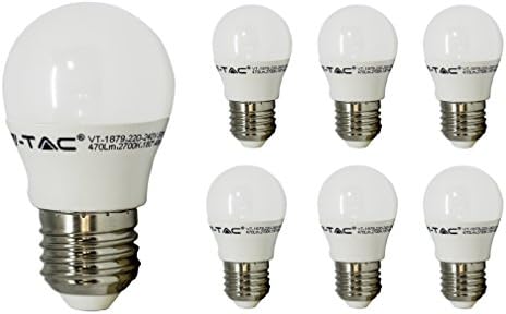 V-TAC ES E27 LED Bulbs, 6W = 40W Golf Ball Mini Globe Screw Light Bulbs, G45,6400K Daylight, Non-Dimmable, 470Lm, LED Light Bulb, Energy Saving Light Bulbs, 6-Pack [Energy Class A+]