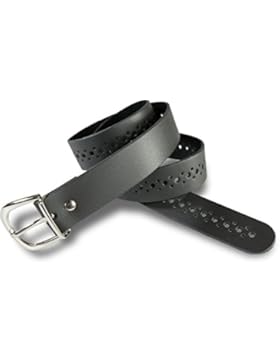 SCAMODA Echtleder Damengürtel mit klassischem Lochmuster und silberner Gürtelschnalle, Breite ca. 3 cm - Made...