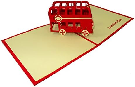 Bus Design 3D Pop Up Card Greeting Card Birthday Card London Bus Souvenir (Red Cover)
