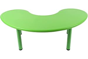 X IANGYU Kids Moon Curved Table Plastic Firm Lifting Adjustment Learning Writing Desk Green