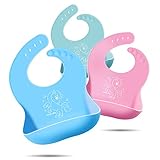 Amteker Waterproof Super Soft Silicone Baby Bibs - Easily Wipes Clean - Comforta