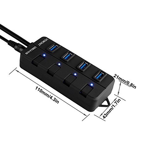 Vemont super speed 4-Port USB 3.0 Hub mit Netzteil und Ein/Aus-Schalter für Apple MacBook/ MacBook Air/ MacBook Pro/ Mac Mini/ iMac/ MacPro/ Windows Laptops und Ultrabooks - 2
