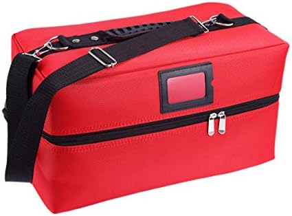 Large Simple Portable Practical Trendy Double Open Cosmetic Case Nail Box Toolbox Cosmetic Bag Solid Color,Red-40*20*22cm