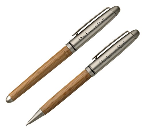 Schreibset / Kugelschreiber und Rollerball aus Bambus im Bambus Etui mit individueller Gravur - 2