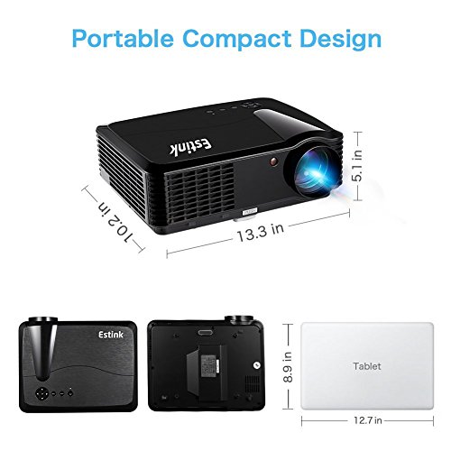 HD Heimkino LED Beamer 1280*800 Pixel 2500 Lumen 720P / 1080P Video LCD Projektor Tragbar 25-200″ Bildschirm für iPhone / Laptop / Smartphone / PS4 / ATV mit HDMI / VGA Kabel Eingebaut Lautsprecher - 9