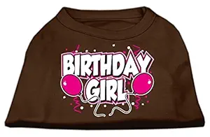 Mirage Pet Products 14-Inch Birthday Girl Screen Print Shirts, Large, Brown