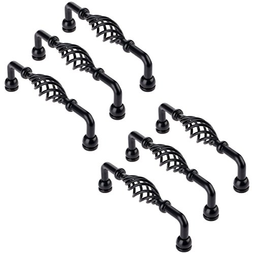 Preisvergleich Produktbild Creatwls Schwarz Möbelknöpfe Möbelgriff Türknauf Schrankgriff Schrankknopf Möbelknauf ,Retro Einzigartig Landhaus Antik Möbel Schublade Schrank Knauf Vogelkäfig Spirale Griff - 6pcs