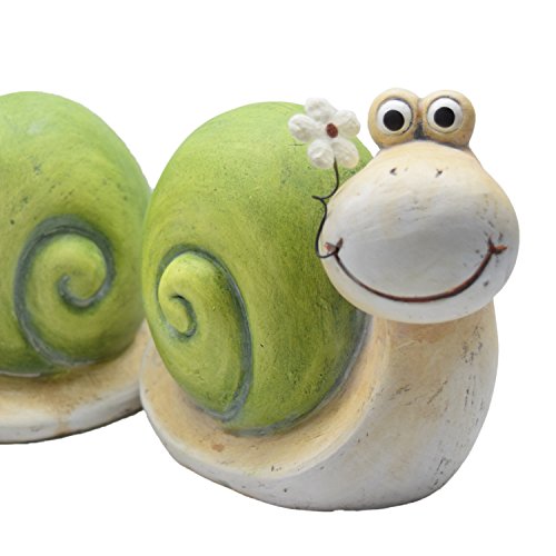 Gartendeko Schnecke Set witzige ausgefallene Gartendekoration bunte Garten-Figur für Vorgarten Hauseingang oder Beet (2er Set) - 2