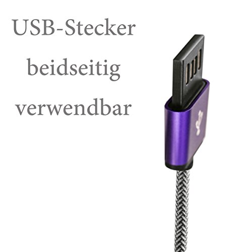 2 x 3 Meter CABBRIX Micro USB Kabel für Samsung Galaxy S3 S4 S5 S6, LG G4, Hauwei P8 Lite, HTC, Nokia, Sony, Android, XBOX, PS4 mit beidseitig verwendbarem USB A Stecker aus Aluminium gefertigt zum Laden und zur Datenübertragung - 8
