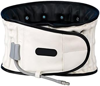 D&amp;F Physio Decompression Back Belt Waist Lower Lumbar Support Brace for Back Pain Relief Spinal Inflatable Traction, One Size fits for 22- 43 inches Waist , Pearl white