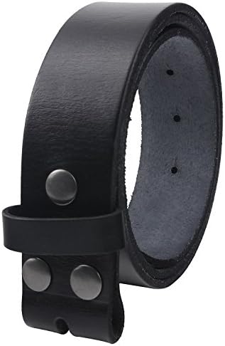 Senmi Mens 100% Genuine Full Grain Leather Belt One Piece Snap On Belt Strap Classic Vintage Style 1.5" (38mm) Wide (40-42, Black + Bright Silver Buckle)