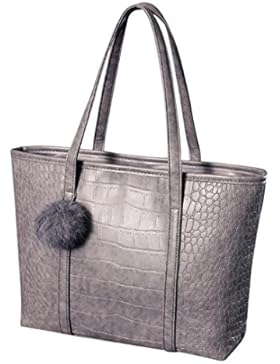Henkeltaschen Damen, Manadlian Frau Tote Beiläufig Damen Haarballen Taschen Krokodil Muster Lederhandtasche Schultertasche