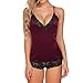 Produktbild i-uend Damen Sexy Negligee Nachthemd Babydoll Sleepshirt Nachtkleid mit Spitzendetails für Frauen Nachtwäsche Dessous Set