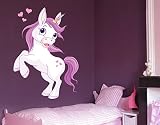 Wandsticker Einhorn mit Herzchen B x H: 87cm x 120cm von Klebefieber®
