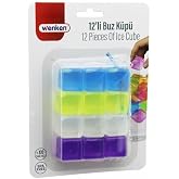 Wenken Renkli Plastik Buz K&uuml;pleri, Su Dolu, 12 Par&ccedil;a, 2.5 cm&sup3;, BPA İ&ccedil;ermez