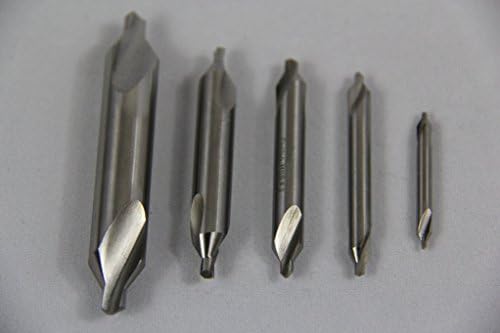 ColorMax Triton Industrial Tools 5 Pc Premium HSS 60° Center Drill Combined Drill &amp; Countersink Lathe Tool Set