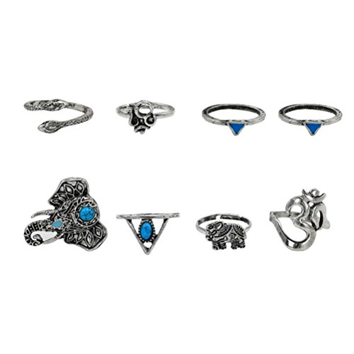 8 Piezas /Conjunto Nuevo Estilo Anillo Vintage De Dibujo Animal Vario 