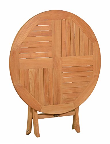 Kai Wiechmann®, massiver Gartenklapptisch aus der Serie „Ravenna“ hochwertig gefertigt aus Teakholz Ø 70 cm/ Klapptisch/ Gartenmöbel/ Gartentisch/ Esstisch/ Teak-Tisch/ Rund-Tisch/ klappbar/ zusammenklappbar - 2