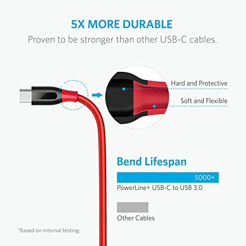 Anker C  ble USB C vers USB 3 0 DE 180 cm Powerline  Extra Solide Appareils USB Type C  Samsung Galaxy S8  S8   S9  Nouveau MacBook  Huawei P10  Google Pixel    