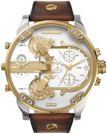 Diesel Orologio Analogico al Quarzo Uomo con Cinturino in Pelle DZ7483