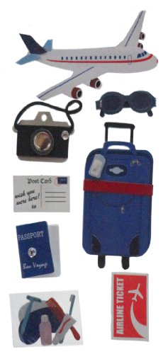 Sandylion Essentials Travel by Plane - Flugzeug Koffer Reisepass Fotoapparat Ticket Landkarte