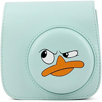 Alkia Protective Case Compatible for Fujifilm Instax Mini 9/Mini 8/Mini 8+ Instant Camera Case Bag - Premium Vegan Leather Bag Cover with Removable Strap (Ice Blue)