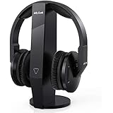 Wireless TV Headphones, Jelly Comb 2.4GHz Over-Ear Wireless Optical Digital TV Headphones with Charging Dock Transmitter, Supporting Optical, 3.5mm, RCA Audio Out