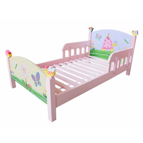 Fantasy Fields by Teamson  Magic Garden Pink Childrens Wooden Kids Toddler Bed no Matress W-7485A