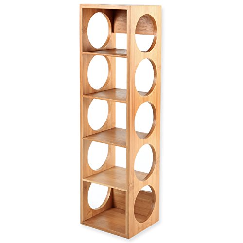 Torrex 31535 Weinregal aus edlem Bambusholz stapelbares Weinflaschenregal für 5 Flaschen Wein, liegend oder stehend, erweiterbar (2 Regale) - 3