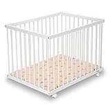 FabiMax Laufgitter 75×100 cm, Buche, weiß lackiert, inklusive Matratze Classic - 3