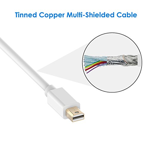 Mini DP auf DP Kabel, Rankie 1.8m Vergoldet MiniDP (Mini DisplayPort) to DP (DisplayPort) Kabel Cable 2K-Auflösung Bereit (Weiß) – R1105B - 2