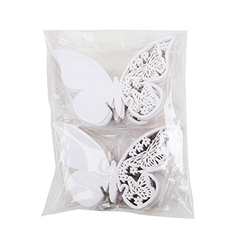 100 Stück Schmetterling Platzkarten ans Glas Hochzeit Namenskarten Weihnachten Taufe Party Glasanhänger für Weinglas Cup Deko Champagnerglas Geburtstag Tischdeko - 7