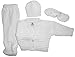 Aelstores BABY BOYS GIRLS KNITTED PRAM SET 4 PIECE GIFT PANTS JACKET MITTENS HAT PINK BLUE CREAM WHITE NEW SIZE AGE NEWBORN 0-3 MONTHS