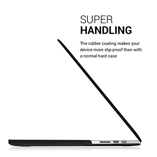 kwmobile Hardcase Laptop Hülle für Apple MacBook Pro Retina 15″ (ab Anfang 2013) – Don’t touch my Mac Design Weiß Schwarz dünne gummierte Schutzhülle Cover Case Tasche - 3