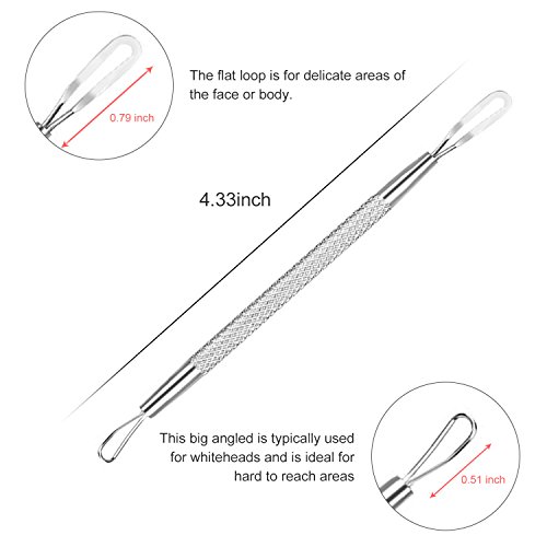7 Stücke Mitesserentferner DigHealth, Komedonenquetscher Edelstahl Doppelseitig, Weiße Mitesser Löffel Extraktor, Pickel und Akne Ausdrücker, Komedonenheber für Nase Gesicht Haut Behandlung Hausmittel - 3