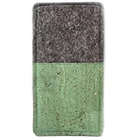 Handytasche aus Wollfilz und grünem Kork passend für iPhone 6, 6s und 7
