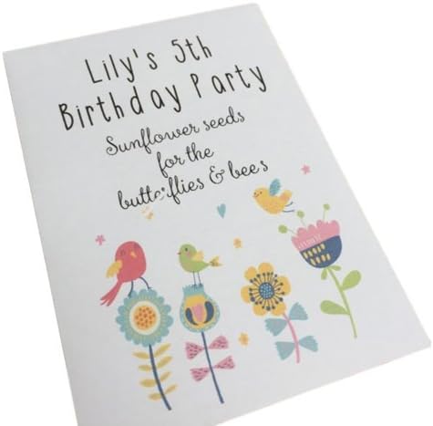 10 Wildflower Seed Birthday Favours Personalised with your child's name &amp; birthday