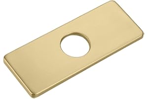 Gdfnmogo Placa de grifo de acero inoxidable, cubierta de agujero de placa base de grifo, placa de cubierta rectangular para grifos de un solo agujero (dorado)