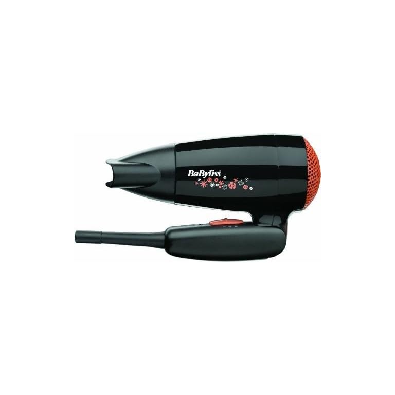 Babyliss Travel Hair Dryer. 2000 watts folding handle hairdryer. Black. With Travel pouch.