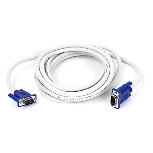 VGA Kabel - TOOGOO(R) 5M VGA HD15 maennlich zu maennlich M/M Verbinder LCD Bildschirm Kabel Weiss+Blau