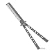 Produktbild JJOnlineStore - Schmetterling Flick Trainingsmesser Kamm Edelstahl Praxis Training Sport Wandern Outdoor Indoor Klinge mit Sicherheit silber