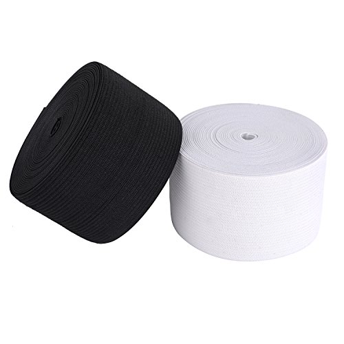 eBoot 2 Zoll Breit Gummibänder Spule Nähen Band Flach Elastische Schnur, 5,5 Yard, Weiß und Schwarz, 2 Stück