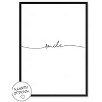 smile - Kunstdruck auf wunderbarem Hahnemühle Papier DIN A4 -ohne Rahmen- schwarz-weißes Bild Poster zur Deko im Büro / Wohnung / als Geschenk Mitbringsel zum Geburtstag etc.