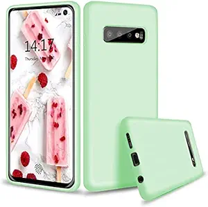 LOXXO Liquid Silicone Case with Microfiber Coushioning Compatible for Samsung Galaxy S10 Shockproof Slim Back Cover, Gel Rubber Full Body Protection - Mint Green