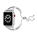 Produktbild QHJ Für Apple Watch Serie Armband 3 2 1 42mm,Hollow Stainless Girl Retro Armbandarmband (Silber)