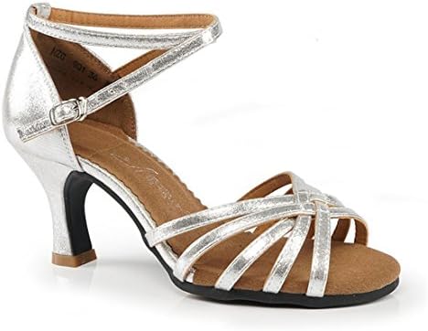 WXMDDN Latin Dance Shoes, Silver Dancing Shoes Adult 7cm Soft Bottom Dance Shoes Practice Beginner Dance Outdoor Women's Shoes,E41