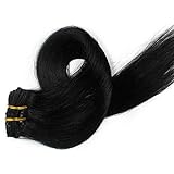 Fabwigs Clip In Human Hair Extensions - 15 18 20 22 Inch 7pcs 70g Set - Silky Straight Full Head Set Human Remy Hair Extensions (22 Colors)